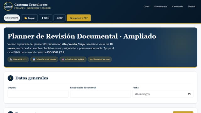 Captura de pantalla de Planner Revisión Documental · Ampliado