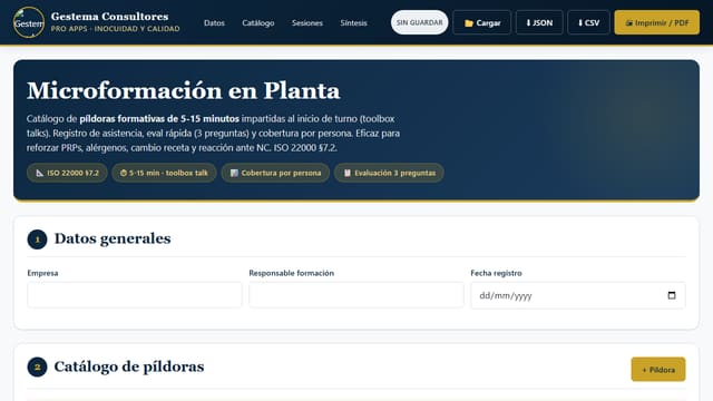 Captura de pantalla de Microformación en Planta