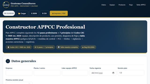 Captura de pantalla de Constructor APPCC Profesional