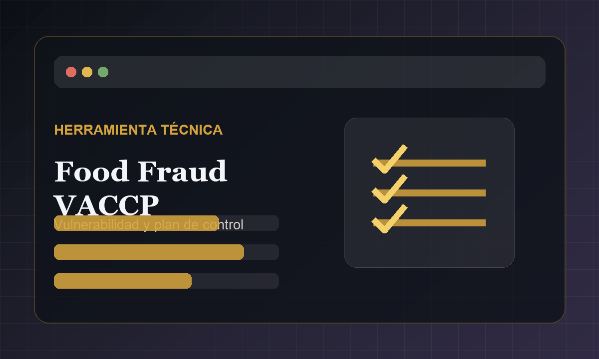 Vista comercial de Evaluaci&oacute;n de Fraude Alimentario VACCP