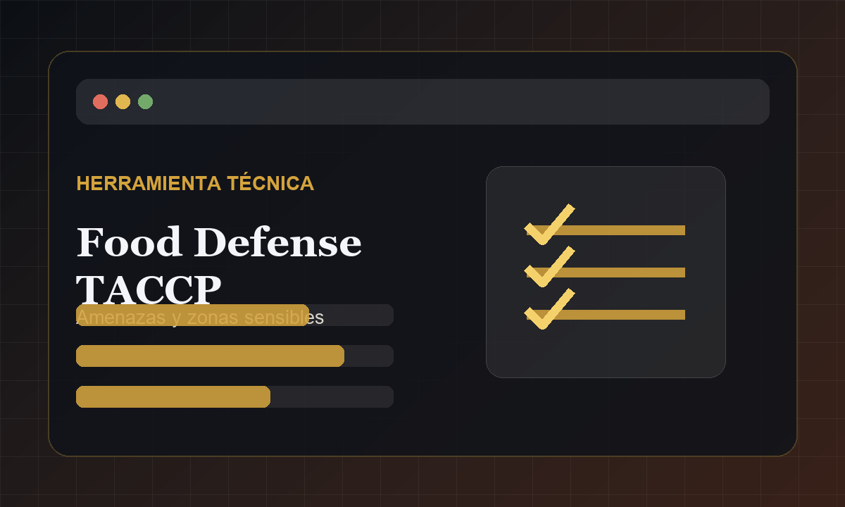 Vista comercial de Plan Food Defense TACCP