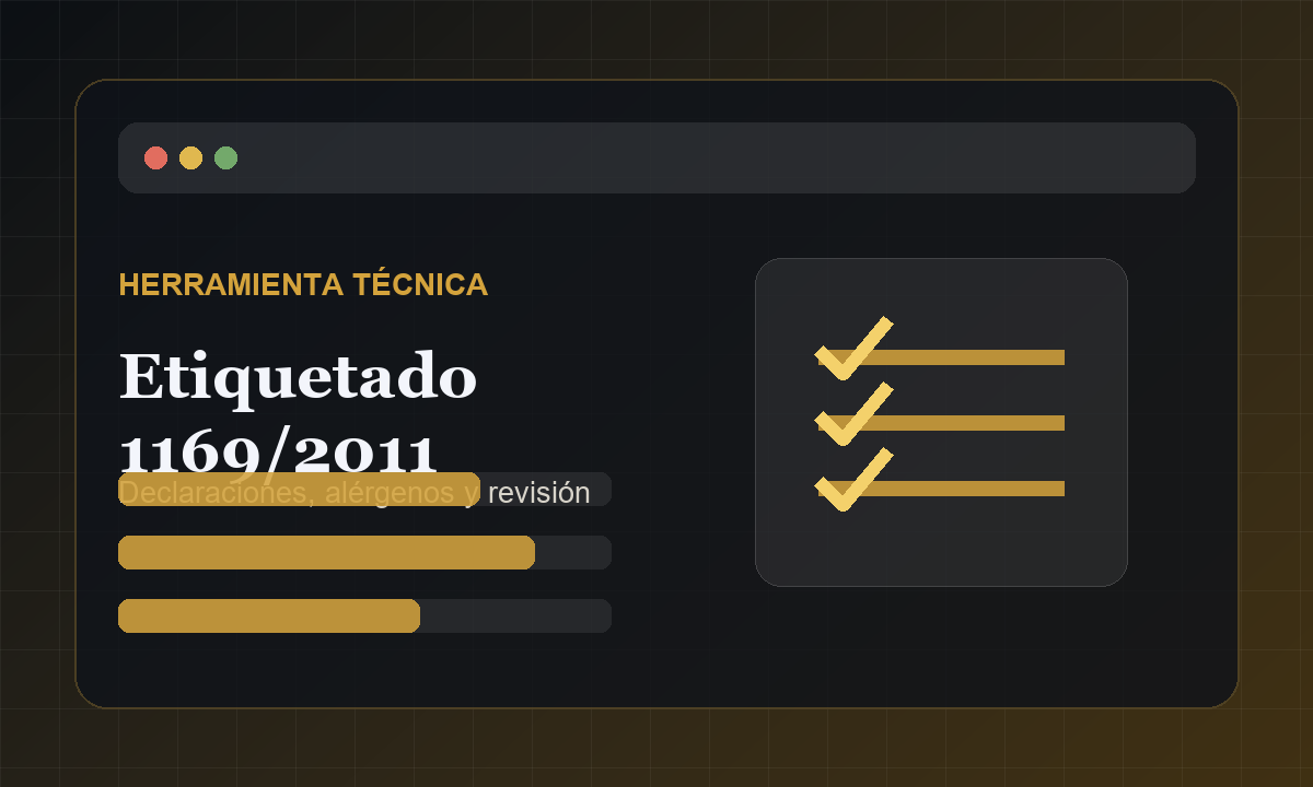 Vista comercial de Verificador de Etiquetas Reglamento 1169