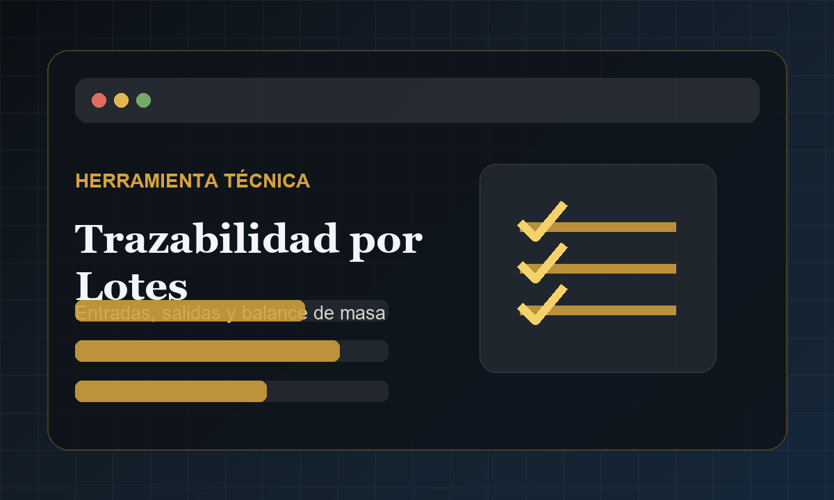 Vista comercial de Control de Trazabilidad de Lotes
