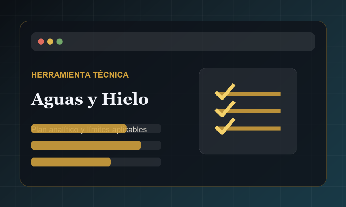 Vista comercial de Plan Anal&iacute;tico de Aguas y Hielo