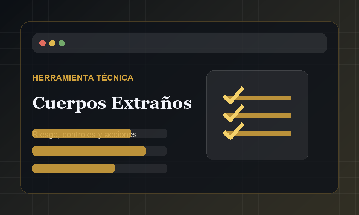Vista comercial de Evaluaci&oacute;n de Riesgo de Cuerpos Extra&ntilde;os