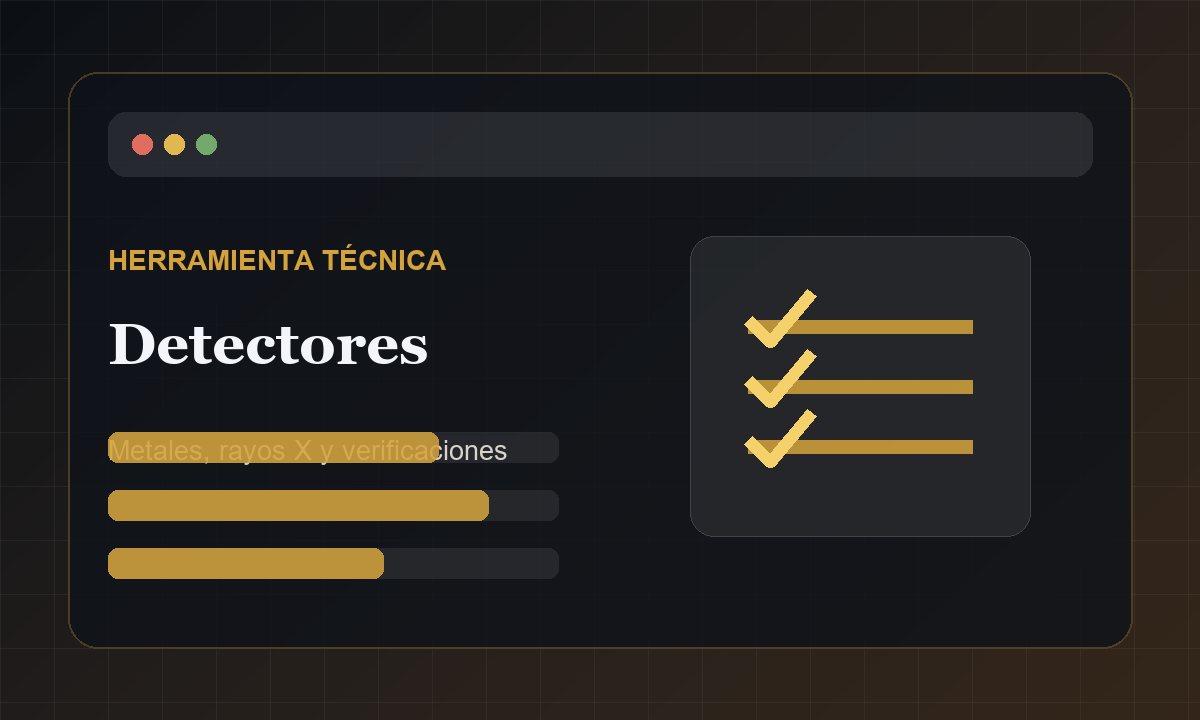 Vista comercial de Control de Detectores de Metales y Rayos X
